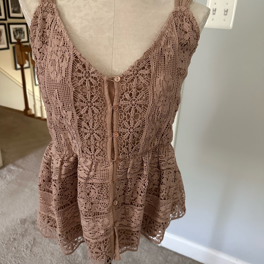 Tan Embellished Peplum Camisole
